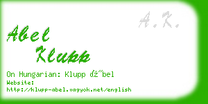 abel klupp business card